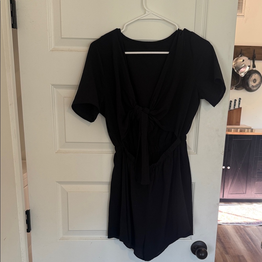 Black Short Sleeve Romper